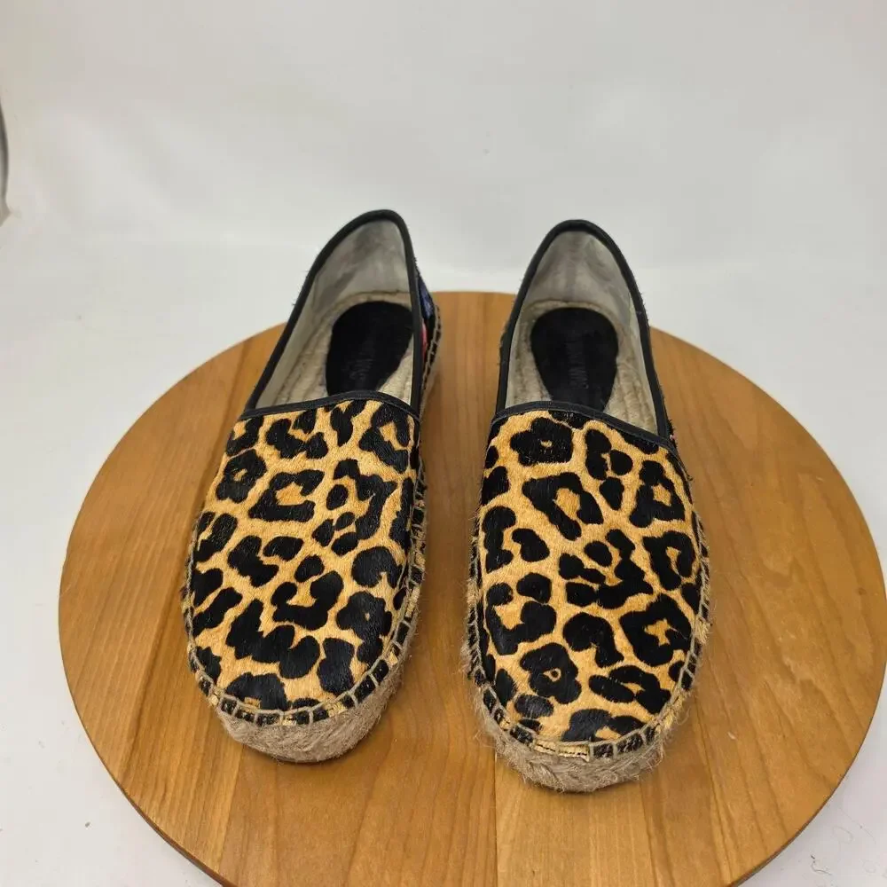 Johnny Was Shoe Women 8 Garden Leopard Espadrille Flat Floral Summer Embroidered